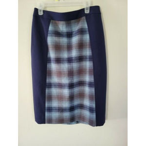 Halogen Pencil Skirt Size 2 Blue Plaid Back Zip Check Office Business Lined